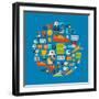 Soccer Champions Icons Set-Cienpies Design-Framed Art Print