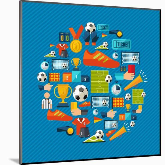 Soccer Champions Icons Set-Cienpies Design-Mounted Art Print