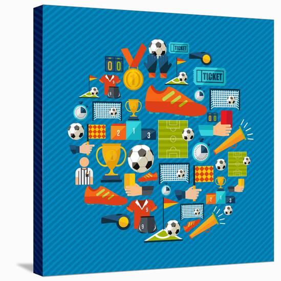 Soccer Champions Icons Set-Cienpies Design-Stretched Canvas