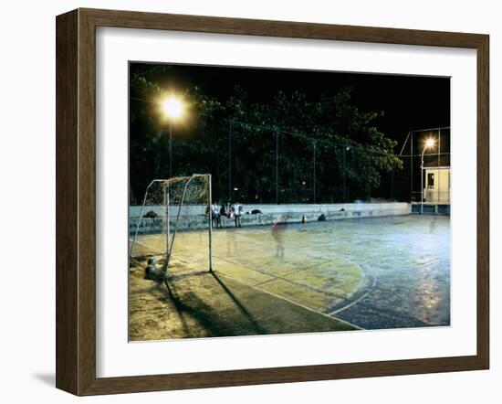 Soccer field Lit Up at Night, Rio de Janeiro, Brazil-null-Framed Premium Photographic Print