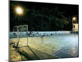 Soccer field Lit Up at Night, Rio de Janeiro, Brazil-null-Mounted Premium Photographic Print
