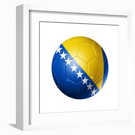 Soccer Football Ball with Bosnia and Herzegovina Flag-daboost-Framed Art Print