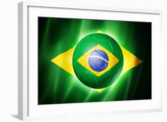 Soccer Football Ball with Brazil Flag-daboost-Framed Art Print