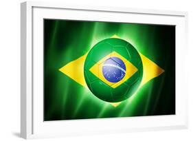 Soccer Football Ball with Brazil Flag-daboost-Framed Art Print