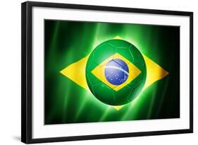 Soccer Football Ball with Brazil Flag-daboost-Framed Art Print