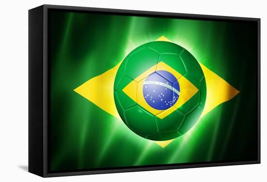 Soccer Football Ball with Brazil Flag-daboost-Framed Stretched Canvas