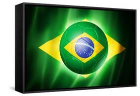 Soccer Football Ball with Brazil Flag-daboost-Framed Stretched Canvas