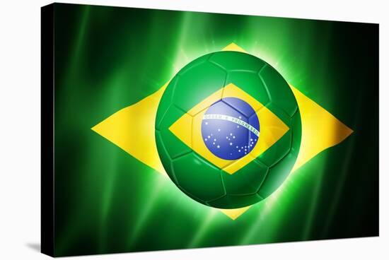 Soccer Football Ball with Brazil Flag-daboost-Stretched Canvas