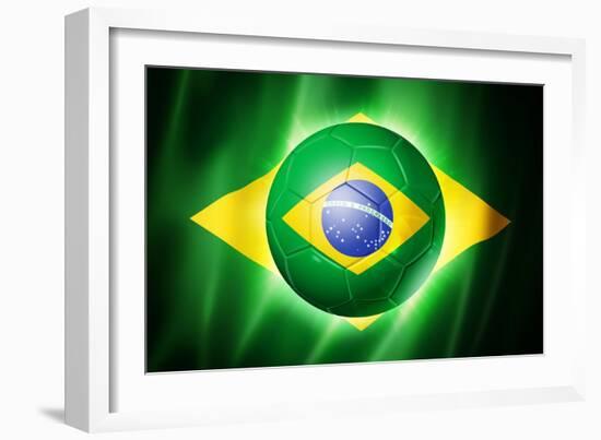 Soccer Football Ball with Brazil Flag-daboost-Framed Art Print
