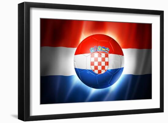 Soccer Football Ball with Croatia Flag-daboost-Framed Art Print