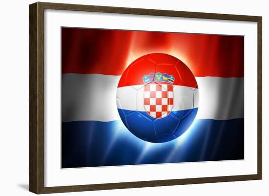 Soccer Football Ball with Croatia Flag-daboost-Framed Art Print