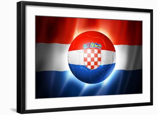 Soccer Football Ball with Croatia Flag-daboost-Framed Art Print