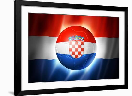 Soccer Football Ball with Croatia Flag-daboost-Framed Art Print