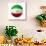 Soccer Football Ball with Iran Flag-daboost-Stretched Canvas displayed on a wall