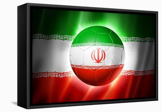 Soccer Football Ball with Iran Flag-daboost-Framed Stretched Canvas