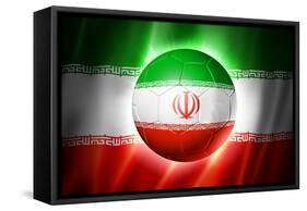 Soccer Football Ball with Iran Flag-daboost-Framed Stretched Canvas