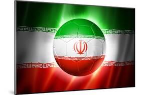 Soccer Football Ball with Iran Flag-daboost-Mounted Art Print