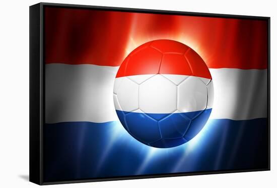 Soccer Football Ball with Netherlands Flag-daboost-Framed Stretched Canvas