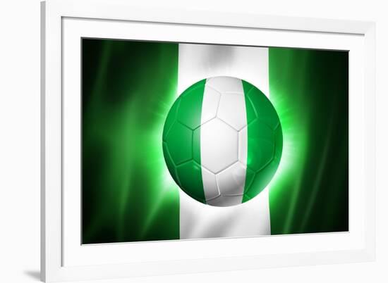 Soccer Football Ball with Nigeria Flag-daboost-Framed Art Print