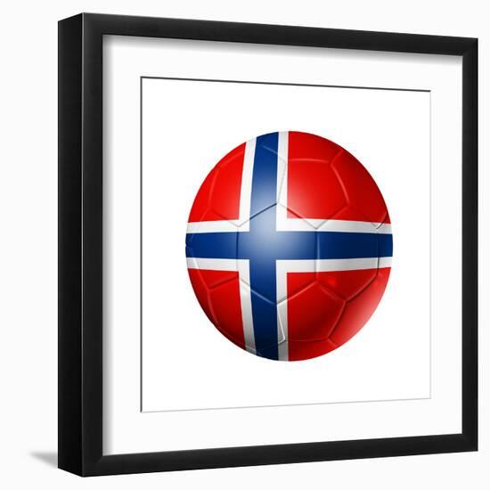 Soccer Football Ball With Norway Flag-daboost-Framed Art Print