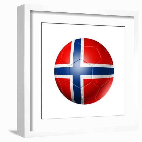 Soccer Football Ball With Norway Flag-daboost-Framed Art Print