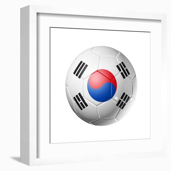 Soccer Football Ball with South Korea Flag-daboost-Framed Art Print