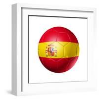 Soccer Football Ball With Spain Flag-daboost-Framed Art Print