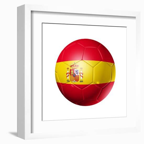 Soccer Football Ball With Spain Flag-daboost-Framed Art Print