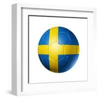 Soccer Football Ball With Sweden Flag-daboost-Framed Art Print