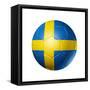 Soccer Football Ball With Sweden Flag-daboost-Framed Stretched Canvas