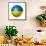 Soccer Football Ball With Ukraine Flag-daboost-Framed Stretched Canvas displayed on a wall