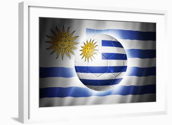 Soccer Football Ball with Uruguay Flag-daboost-Framed Art Print