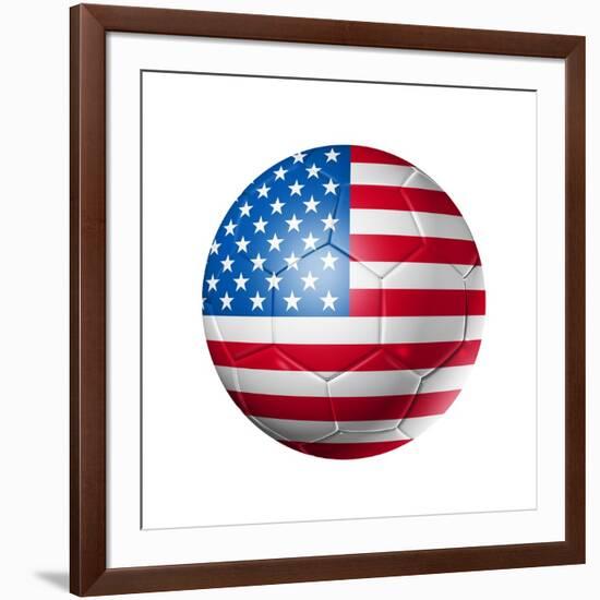 Soccer Football Ball With Usa Flag-daboost-Framed Art Print