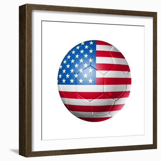 Soccer Football Ball With Usa Flag-daboost-Framed Art Print