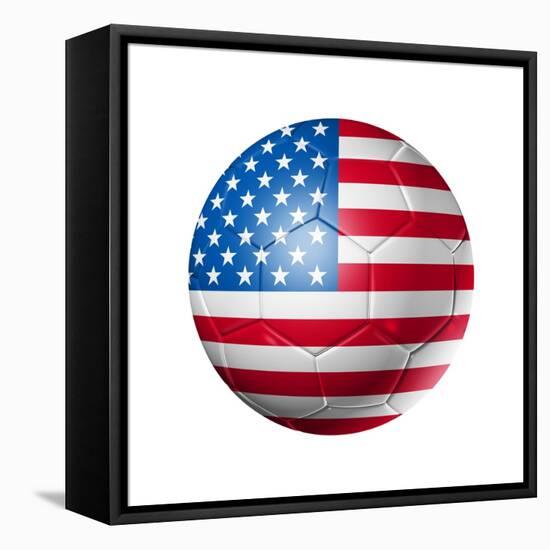 Soccer Football Ball With Usa Flag-daboost-Framed Stretched Canvas