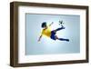 Soccer Football Kick Striker Scoring Goal with Accurate Shot for Brazil Team World Cup-warrengoldswain-Framed Photographic Print