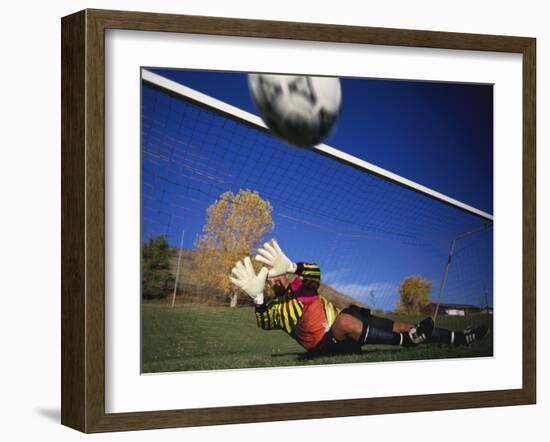 Soccer Goalie in Action-null-Framed Photographic Print