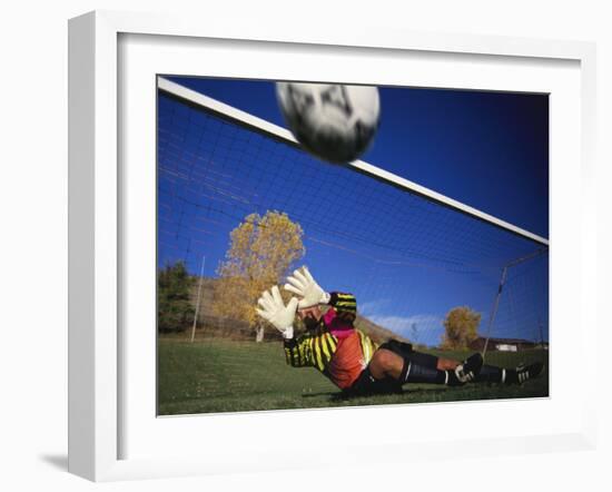 Soccer Goalie in Action-null-Framed Photographic Print