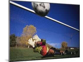 Soccer Goalie in Action-null-Mounted Photographic Print