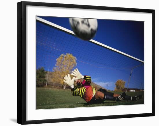 Soccer Goalie in Action-null-Framed Photographic Print