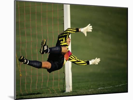 Soccer Goalie in Action-null-Mounted Photographic Print
