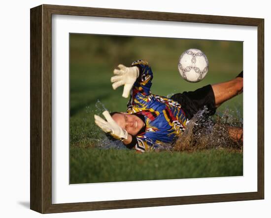 Soccer Goalie in Action-null-Framed Photographic Print