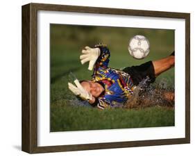 Soccer Goalie in Action-null-Framed Photographic Print