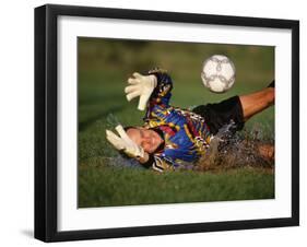 Soccer Goalie in Action-null-Framed Photographic Print