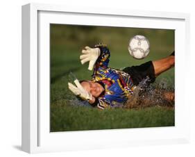 Soccer Goalie in Action-null-Framed Photographic Print