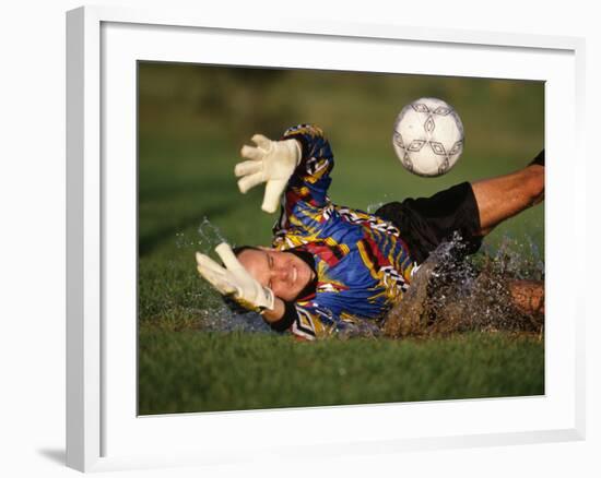 Soccer Goalie in Action-null-Framed Photographic Print