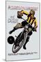 Soccer on Motorcycle-null-Mounted Art Print