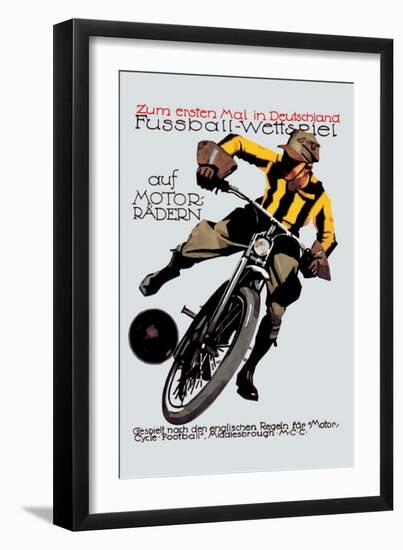 Soccer on Motorcycle-null-Framed Art Print