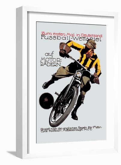 Soccer on Motorcycle-null-Framed Art Print