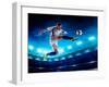 Soccer Player in Action on Night Stadium Background-Eugene Onischenko-Framed Photographic Print